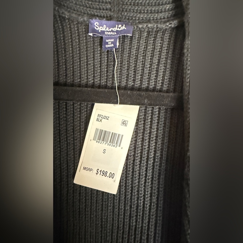Splendid Brand Sleeveless Cardigan Black New, Size Small - Picture 3 of 5